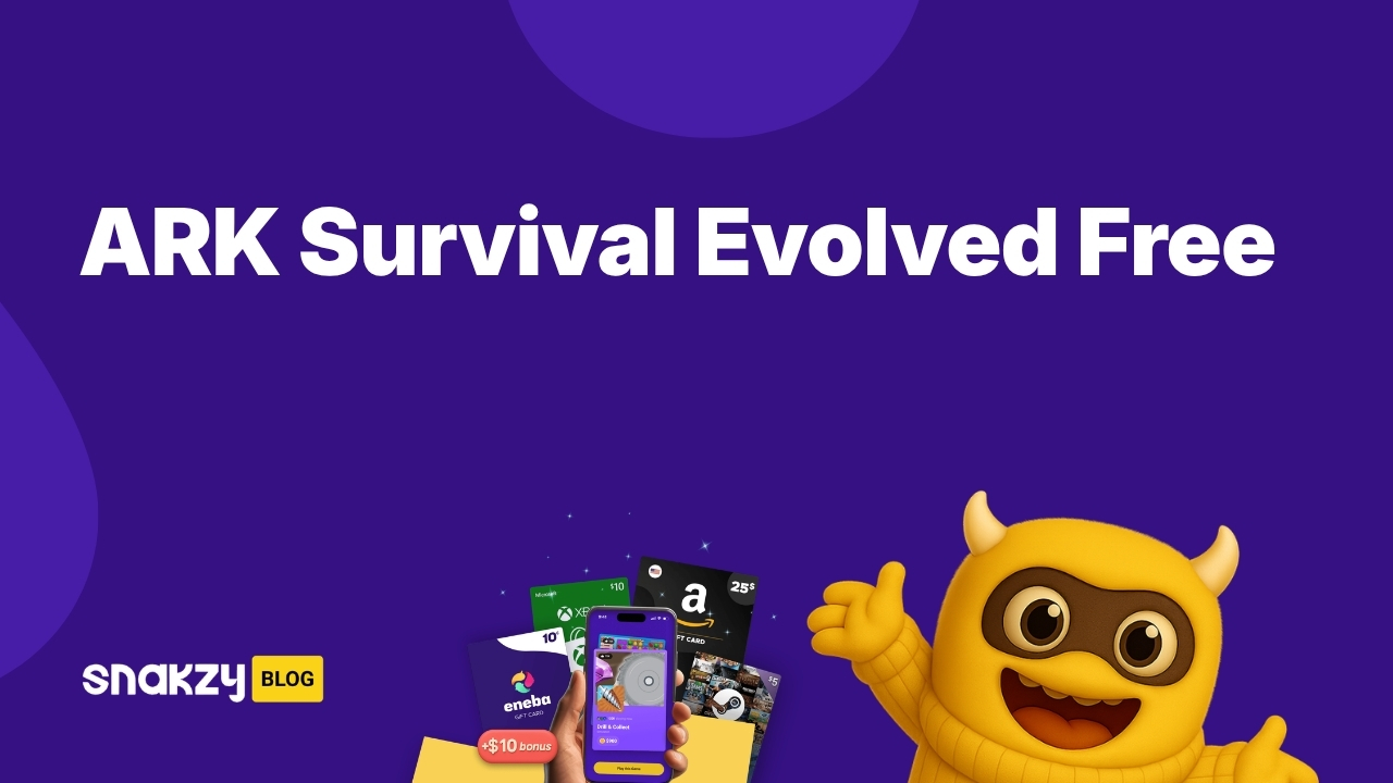 Featured image card for earning ARK survival evolved free through Snakzy Steam gift cards.