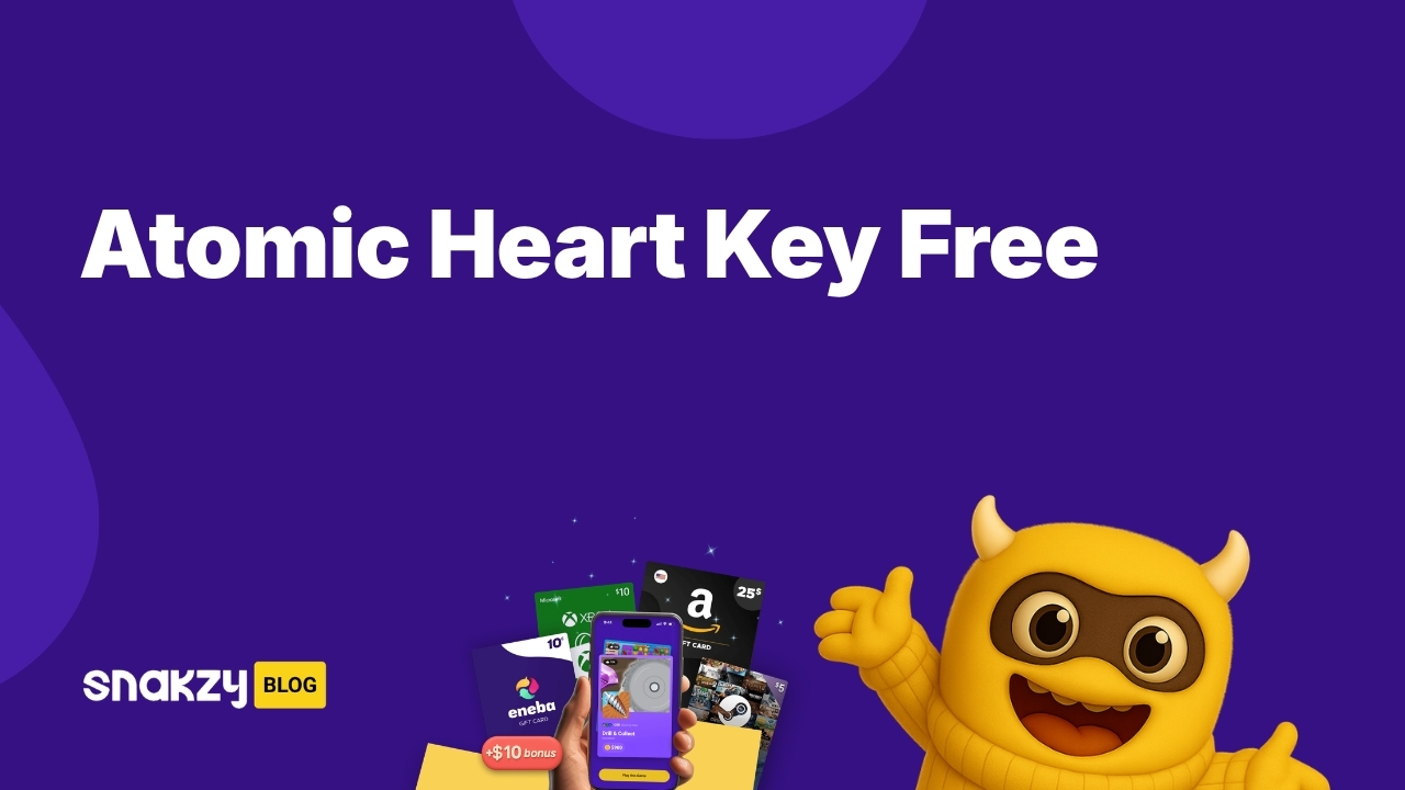 Featured image card for getting an Atomic Heart key free through Snakzy Steam gift cards.