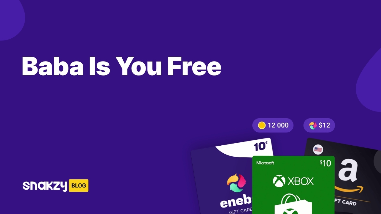 Featured image card for getting Baba Is You APK on Android free through Snakzy rewards.