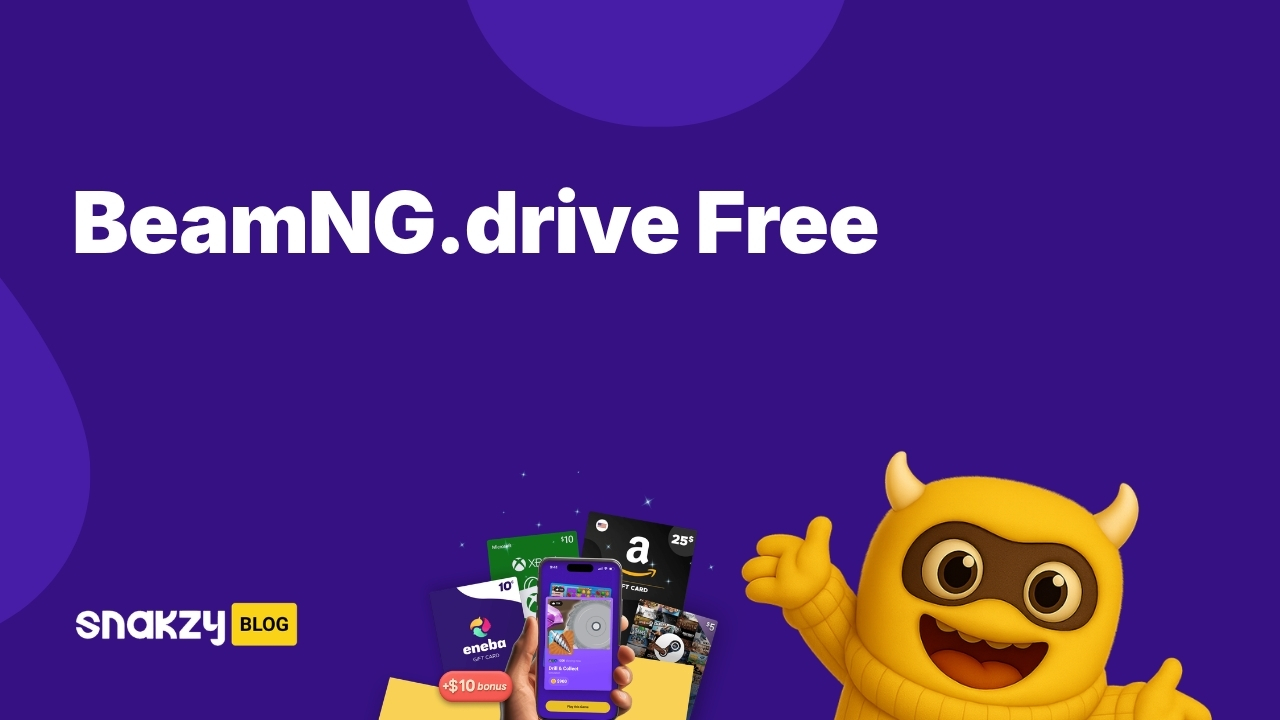 Featured image card for the Snakzy guide on how to get BeamNG drive free using Steam gift cards.