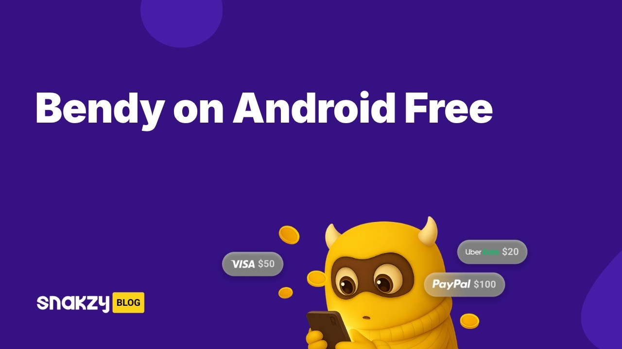 Featured card showing how to get the Bendy and the Ink Machine APK on Android for free through Snakzy.