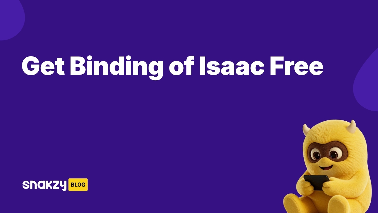 Featured card for getting The Binding of Isaac free on Steam using Snakzy rewards.