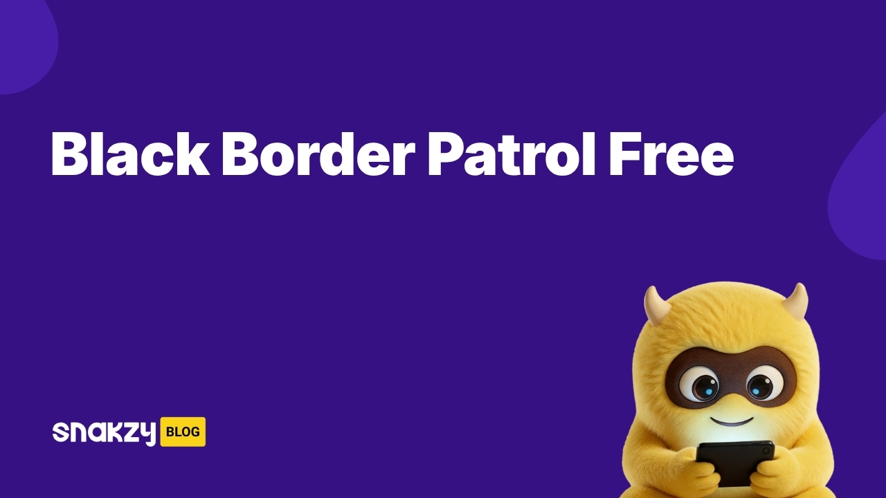 Featured card showing how to get Black Border Patrol Simulator free using Snakzy Google Play gift cards.