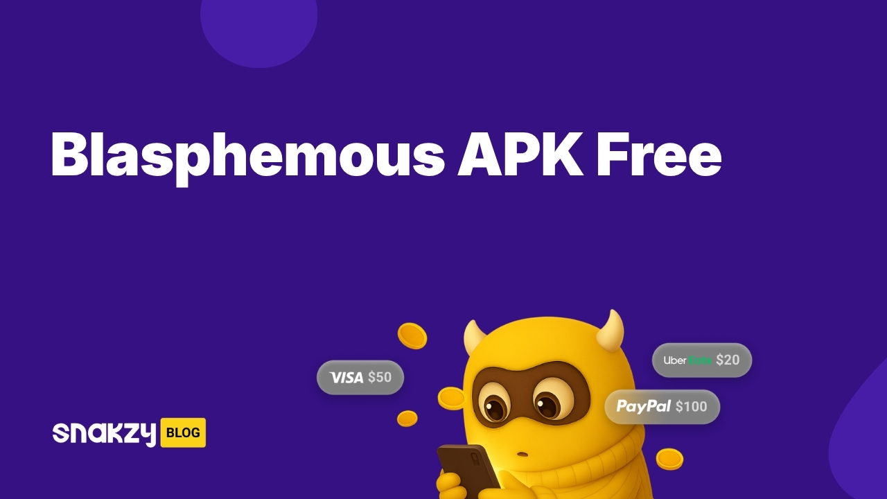 Featured card showing how to get the Blasphemous APK on Android for free through Snakzy.