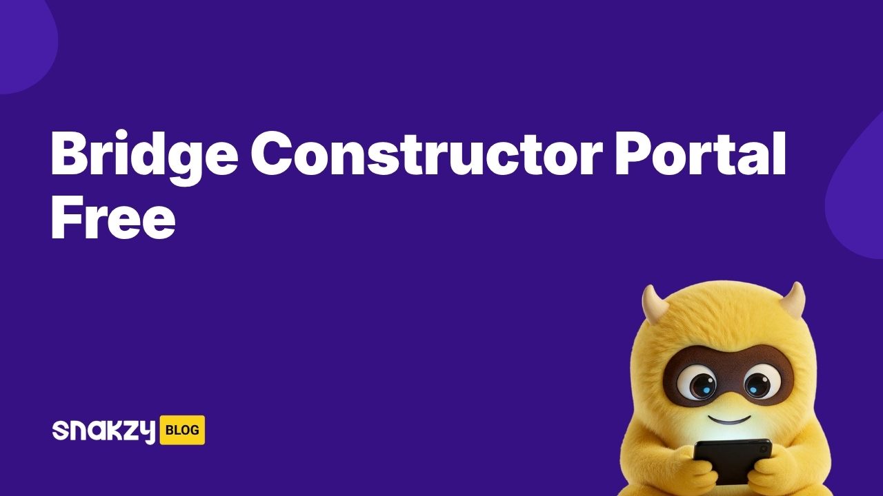 Featured guide card showing how to get the Bridge Constructor Portal APK free on Android through Snakzy.