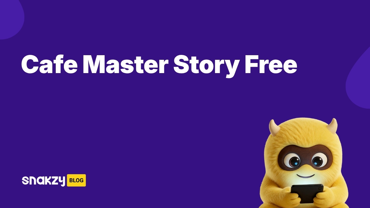 Featured image card for the Cafe Master Story APK guide on Snakzy showing how to get the game free on Android.