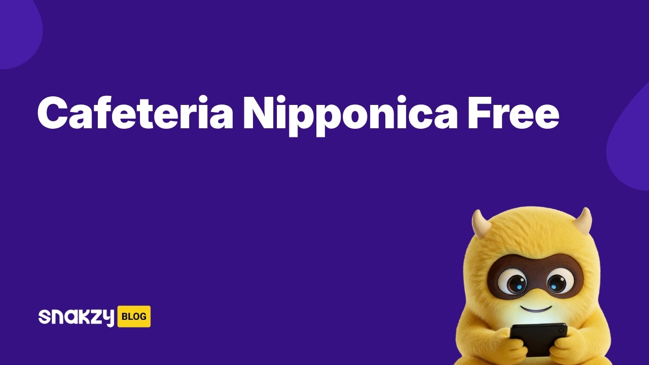 Featured guide card for getting the Cafeteria Nipponica APK free through Snakzy rewards.