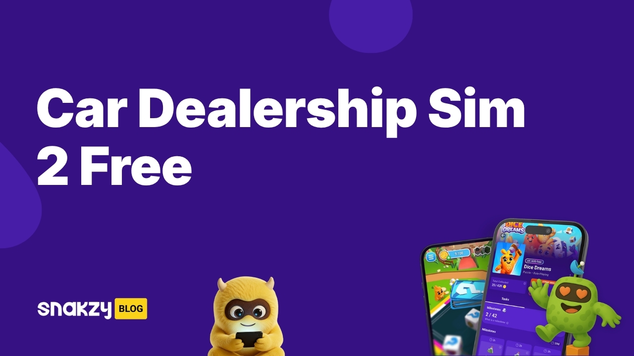 Featured card for the Snakzy guide on how to get Car Dealership Simulator 2 free on Steam.