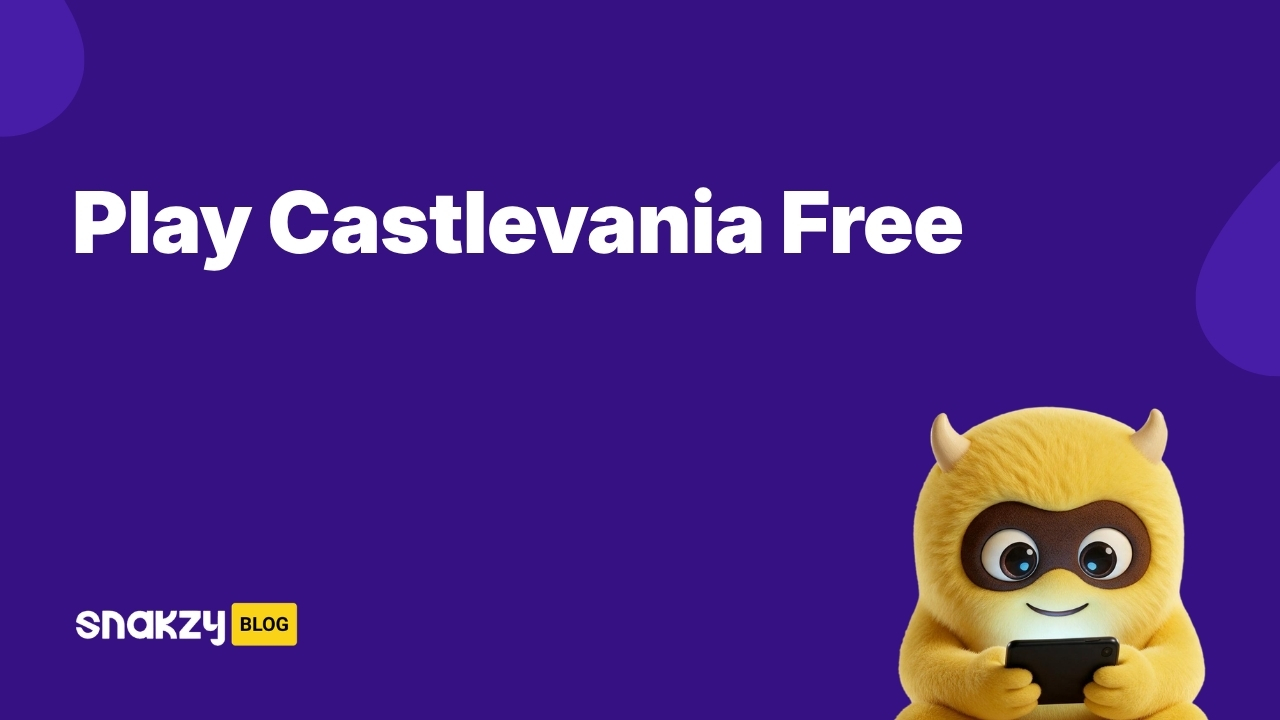 Featured card showing how to get Castlevania Symphony of the Night APK free through Snakzy rewards.