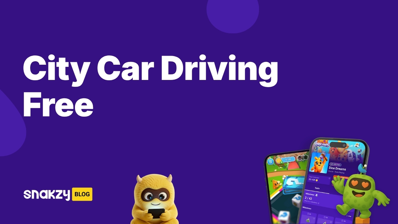 Featured image card for getting City Car Driving free on Steam through Snakzy rewards.