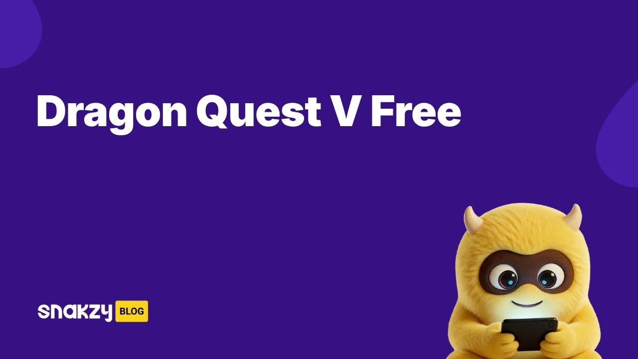 Featured card for the Dragon Quest 5 APK guide showing how to get Dragon Quest V on Android free through Snakzy.
