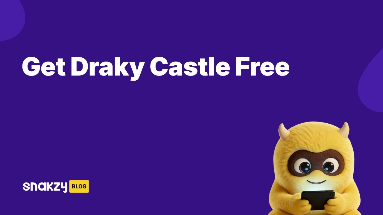 Featured card for getting Draky and the Twilight Castle free on Android using Snakzy rewards.
