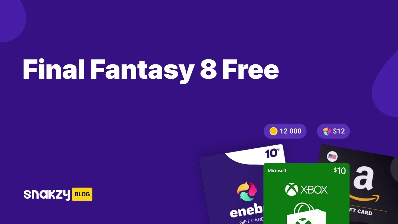 Featured image card for getting the Final Fantasy 8 APK free on Android through Snakzy rewards.