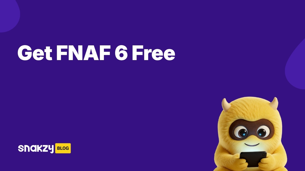 Featured image card for the Snakzy guide on how to get the FNaF 6 APK on Android for free using a Google Play gift card.