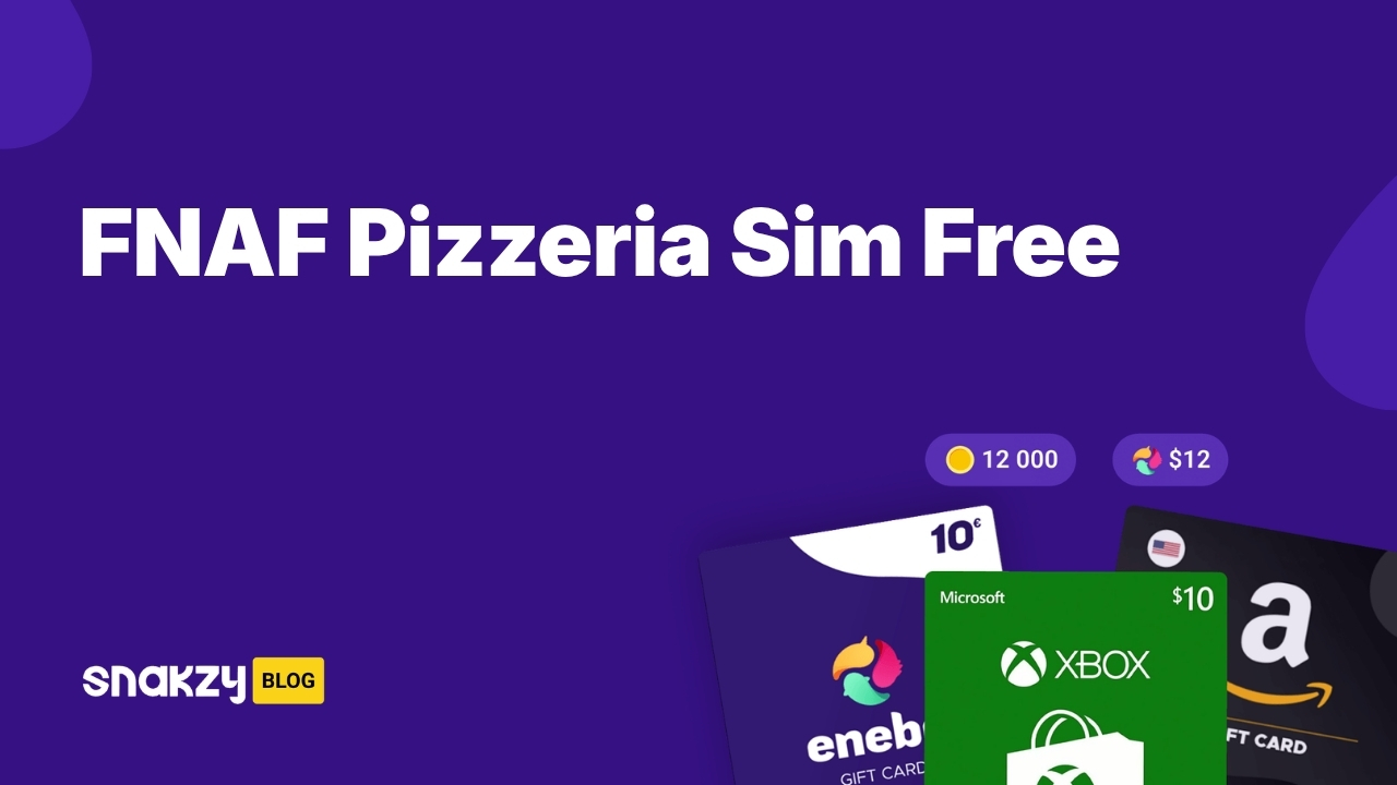 Featured image card for earning FNAF Pizzeria Simulator free on Android through the Snakzy app.