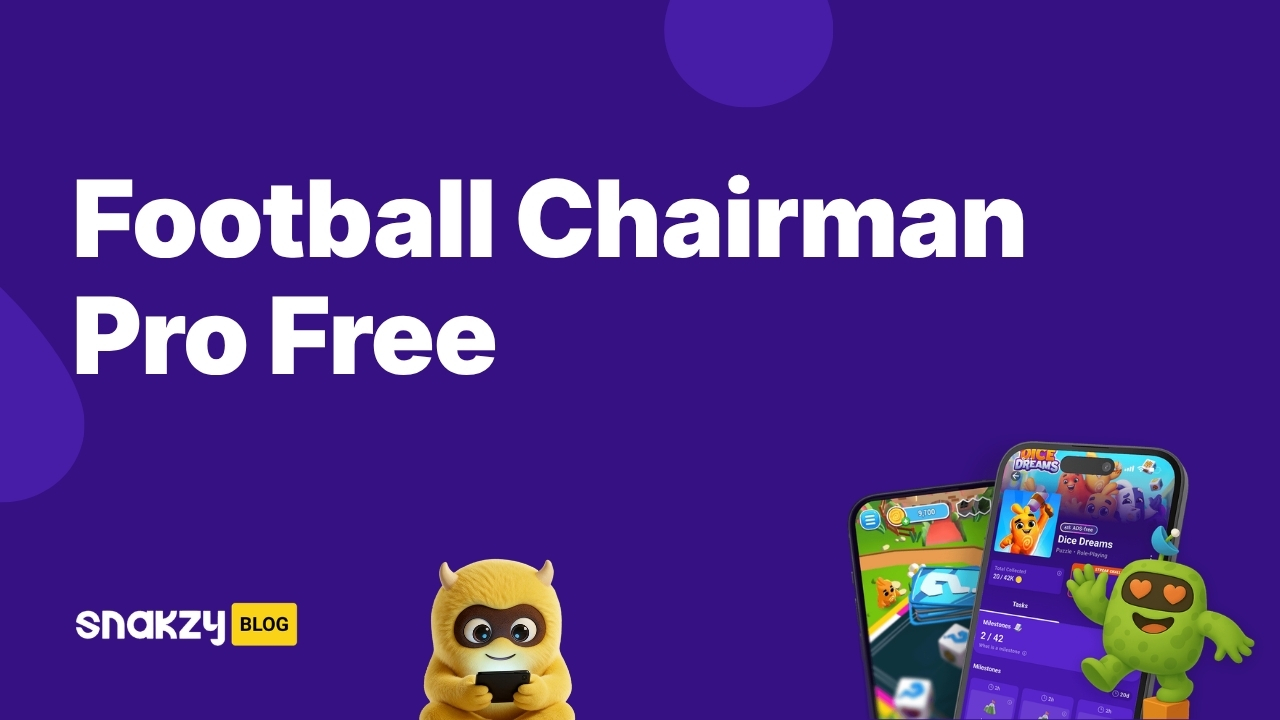 Featured image card for getting Football Chairman Pro APK free through Snakzy rewards.