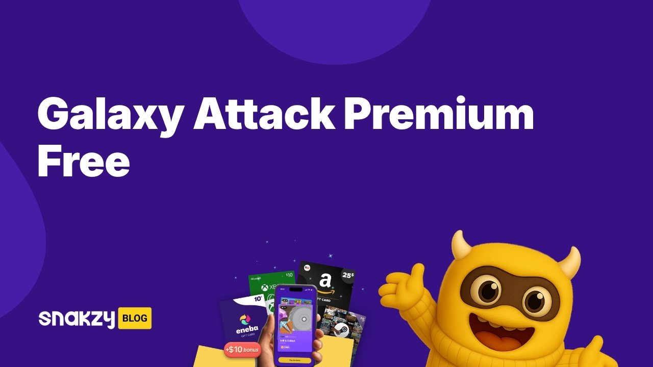 Featured image card for getting galaxy attack premium free on Android through Snakzy.