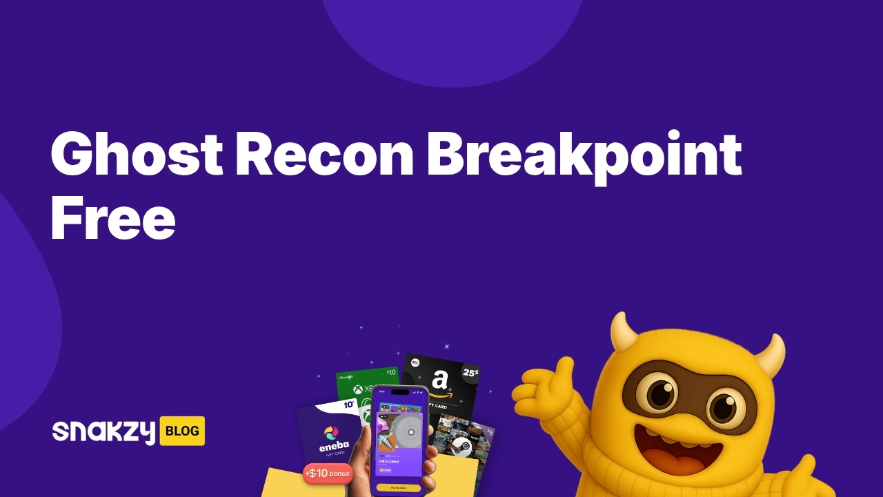 Featured card for a guide on how to get ghost recon breakpoint free on Steam using Snakzy rewards.