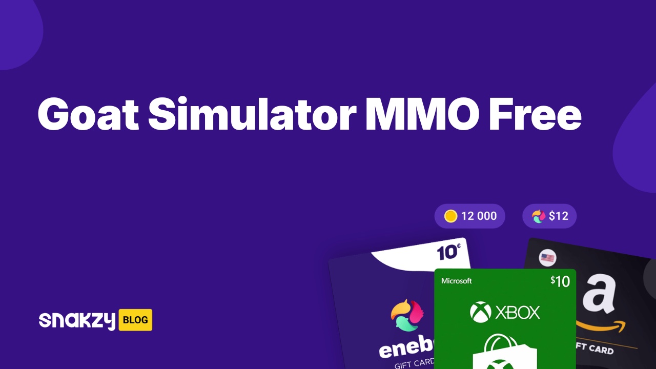 Featured image card for earning Goat Simulator MMO APK free through the Snakzy app.