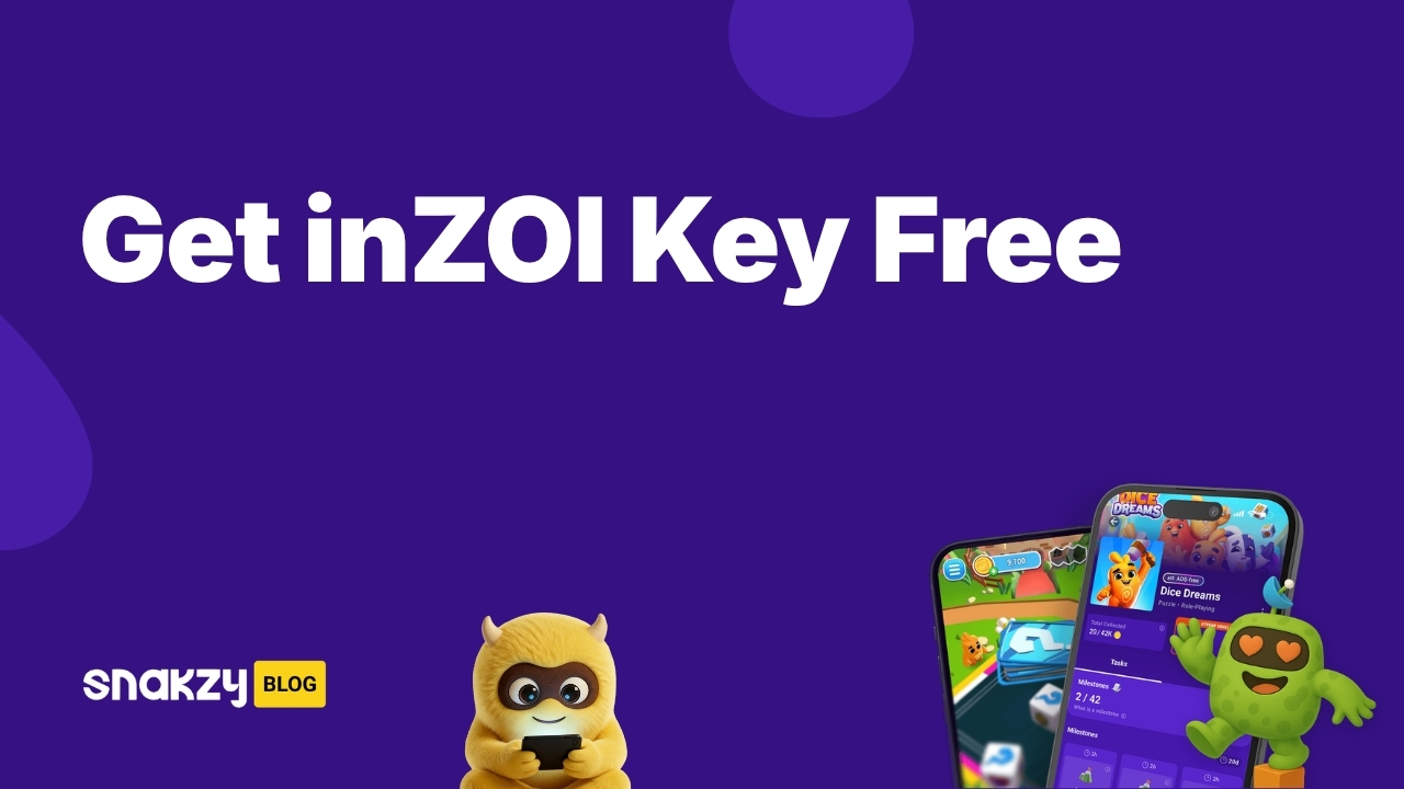Featured image card for the inZOI key free guide on Snakzy showing how to earn a Steam gift card to activate inZOI.