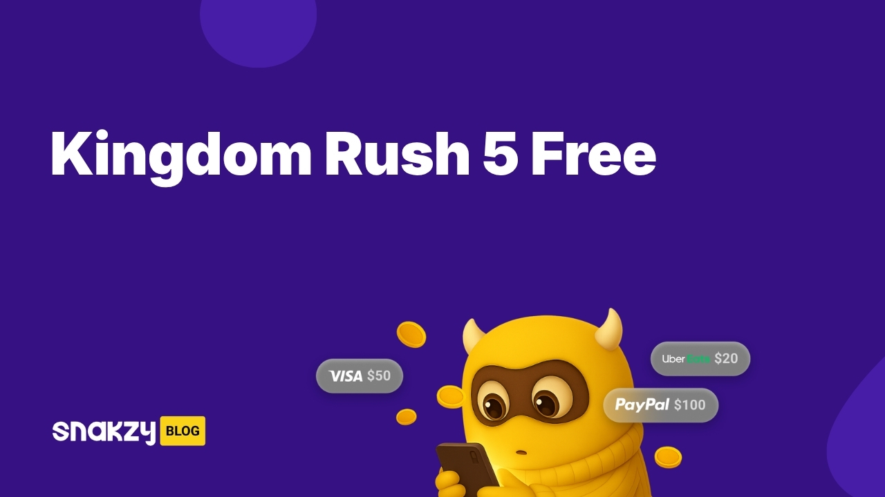 Featured image card for a guide on getting Kingdom Rush 5 APK free on Android through Snakzy.