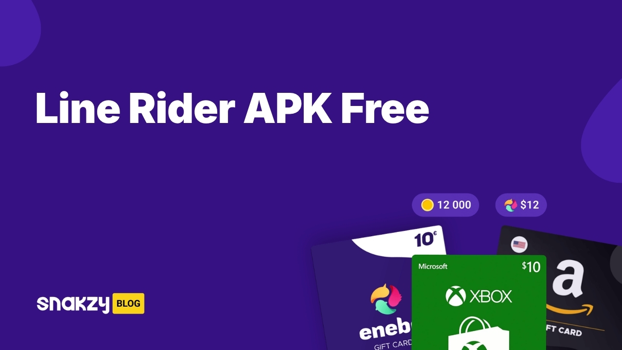 Featured image card for the Line Rider APK guide showing how to get the game free on Android through Snakzy.