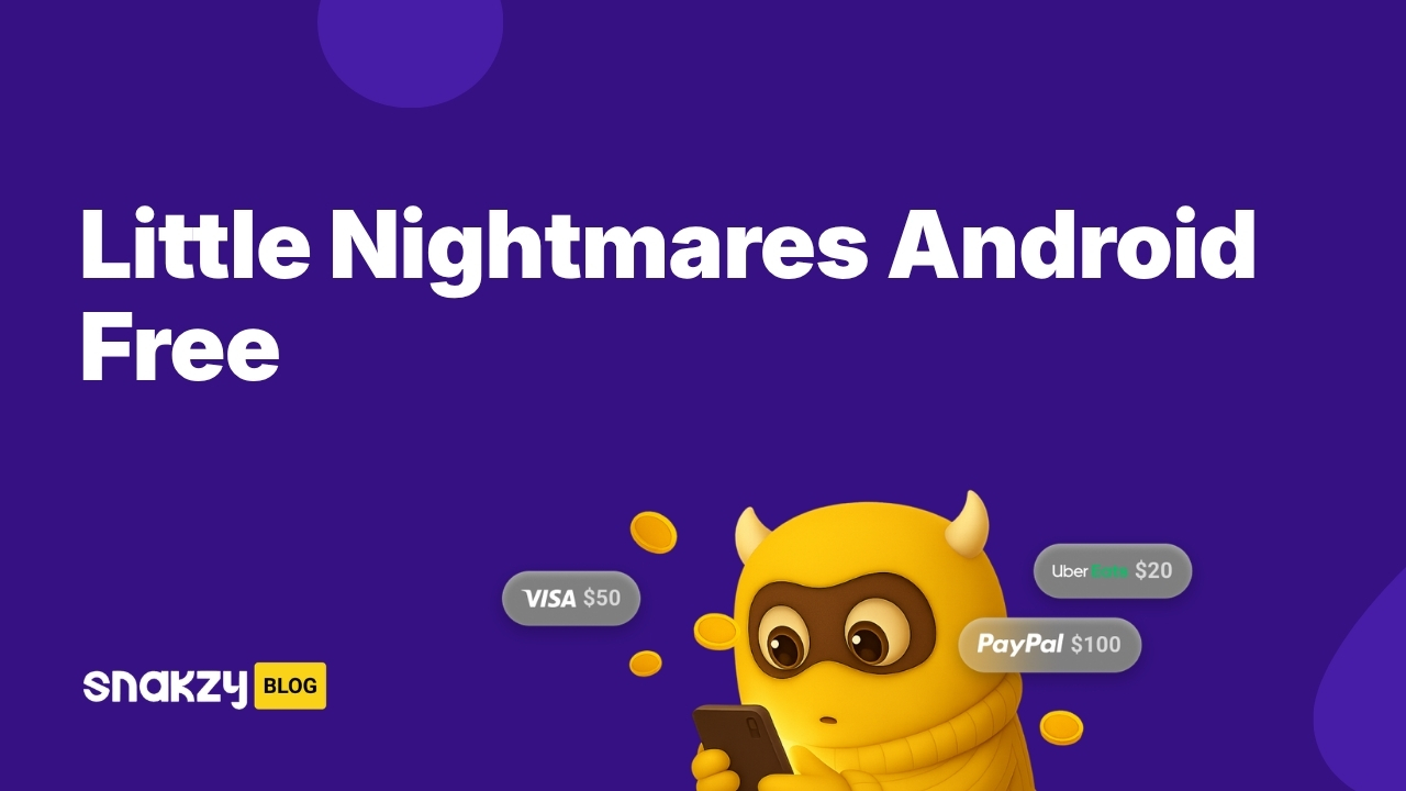 Featured image card for getting little nightmares apk on Android free through Snakzy rewards.