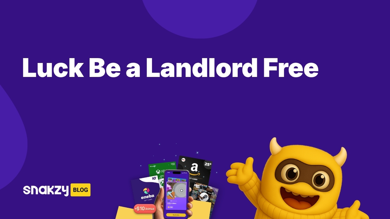Featured card showing how to get the Luck Be a Landlord APK safely on Android through Snakzy rewards.