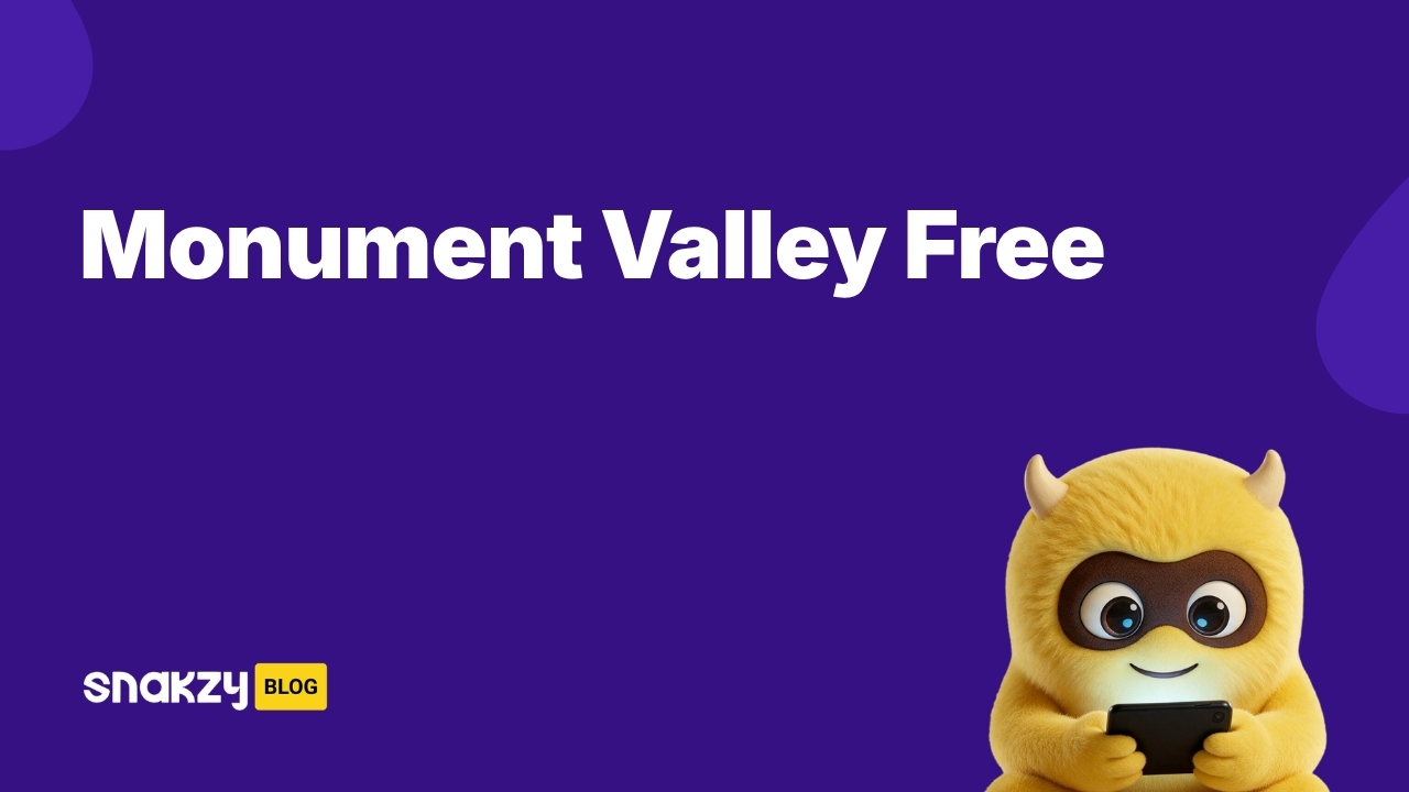 Featured card showing how to get Monument Valley APK on Android safely through Snakzy.