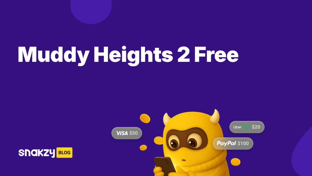 Featured card showing how to get Muddy Heights 2 free on Android using Snakzy.