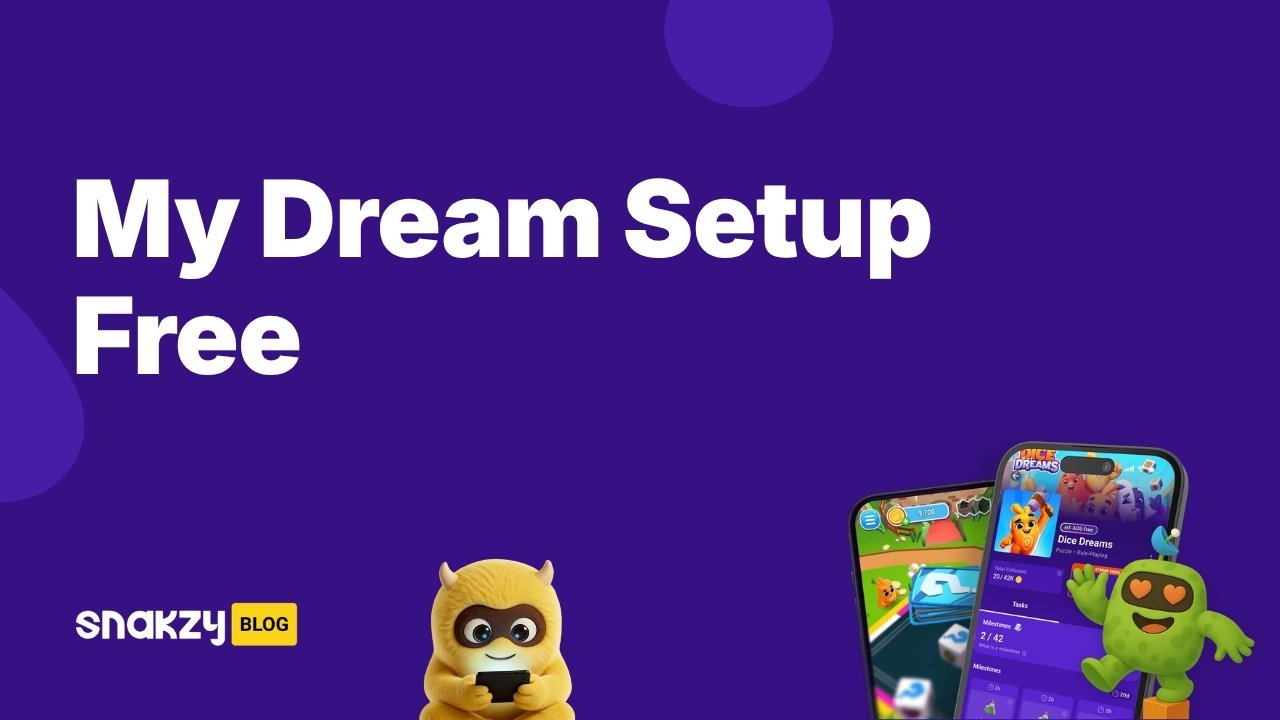 Featured card for the Snakzy guide on getting My Dream Setup free with a Steam gift card.
