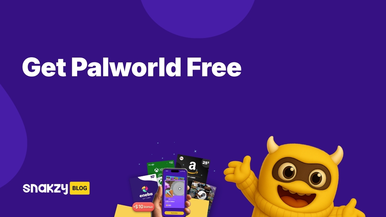 Featured image card for the Snakzy guide on how to get palworld free using Steam gift cards.