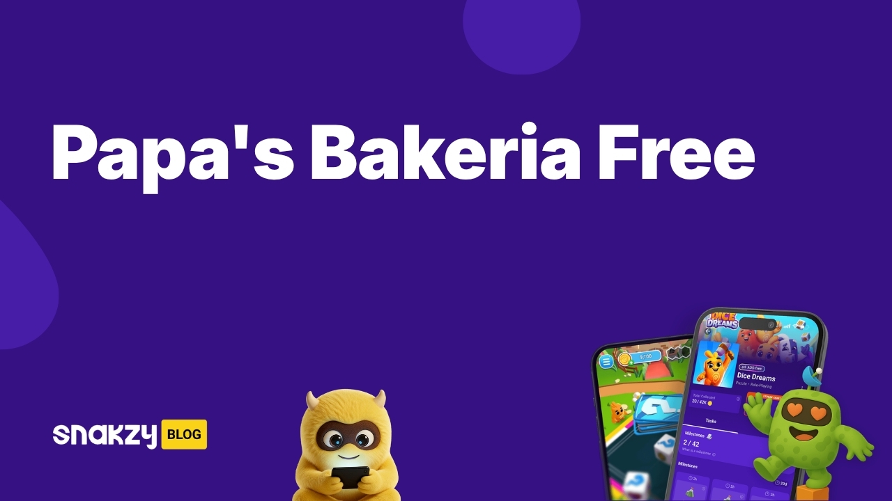 Featured image card for the Snakzy guide on how to get Papa's Bakeria To Go free on Android via Google Play gift cards.