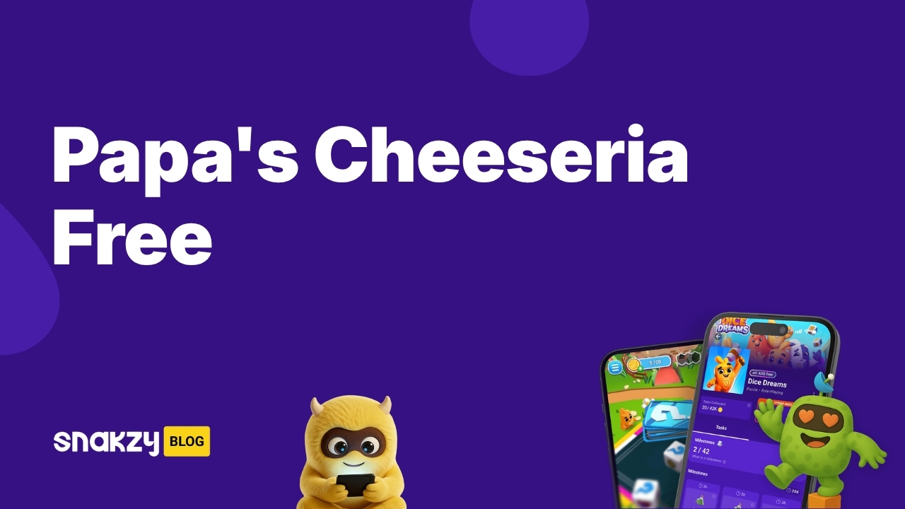 Featured card showing how to get Papa's Cheeseria To Go! free on Android with Snakzy.