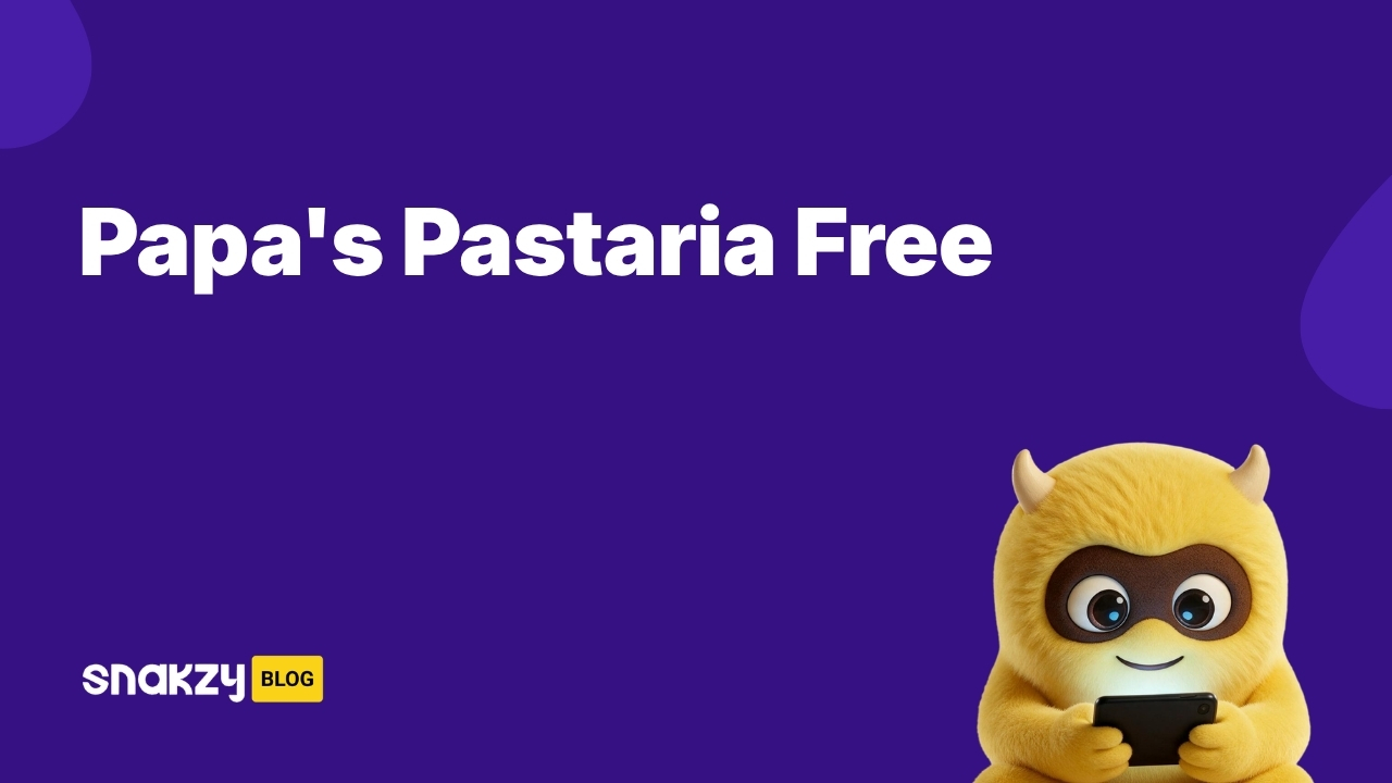 Featured image card for the Snakzy guide on getting Papa's Pastaria APK free on Android through Google Play gift cards.