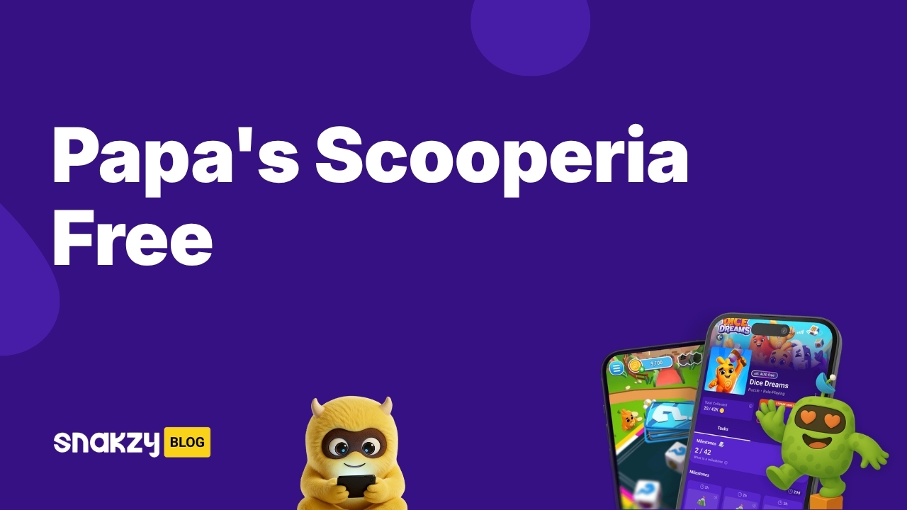 Featured image card for getting Papa's Scooperia APK free on Android through Snakzy.