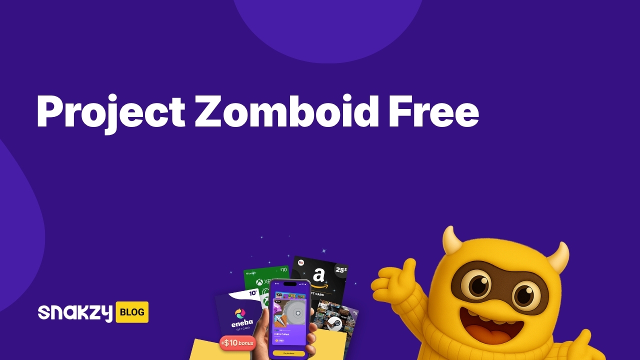 Featured image card for the Snakzy guide on how to get Project Zomboid free using a Steam gift card.