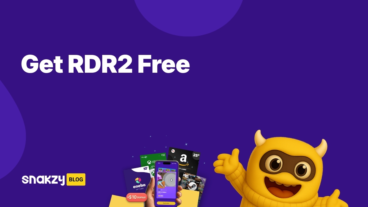Featured image card for a guide on getting Red Dead Redemption 2 free using a Steam gift card earned through Snakzy.