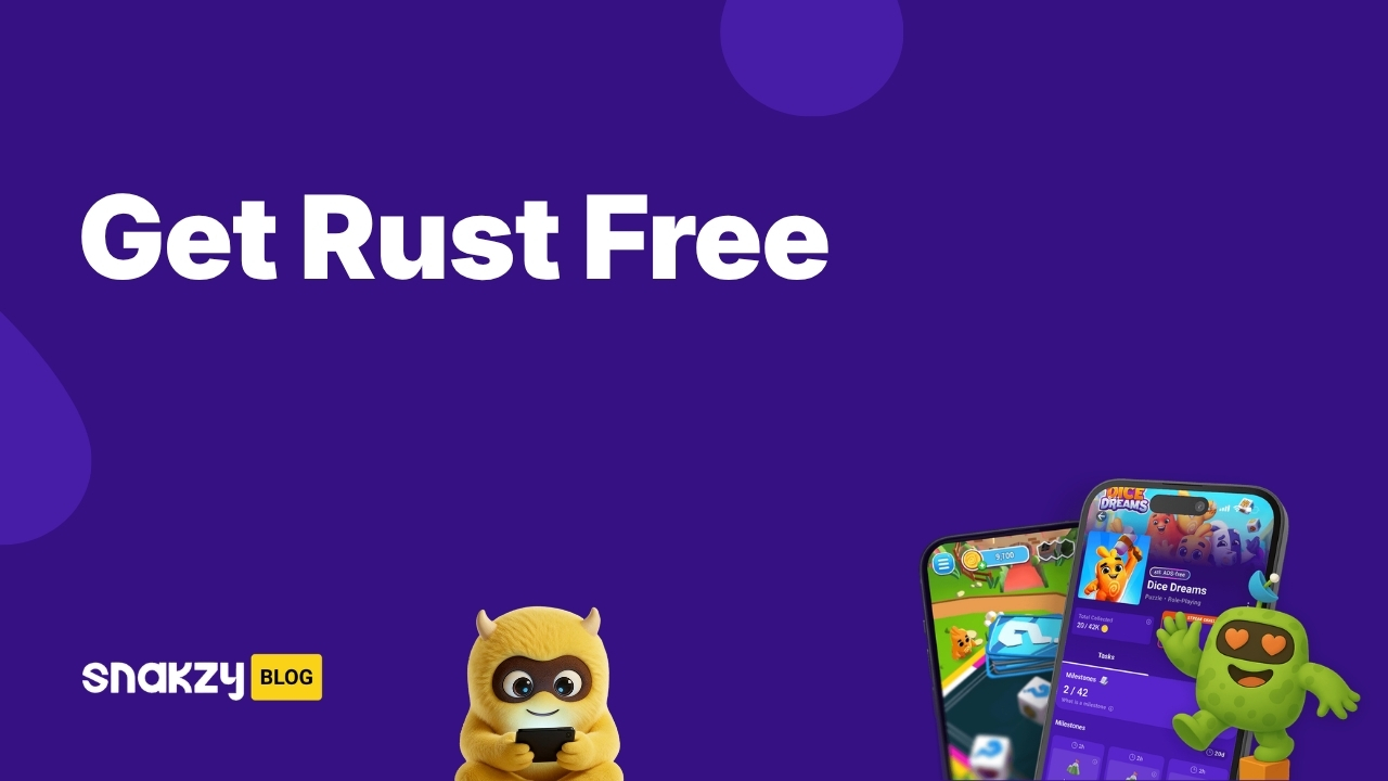 Featured image card for the Snakzy guide on how to get rust free on Steam by earning a Steam gift card.