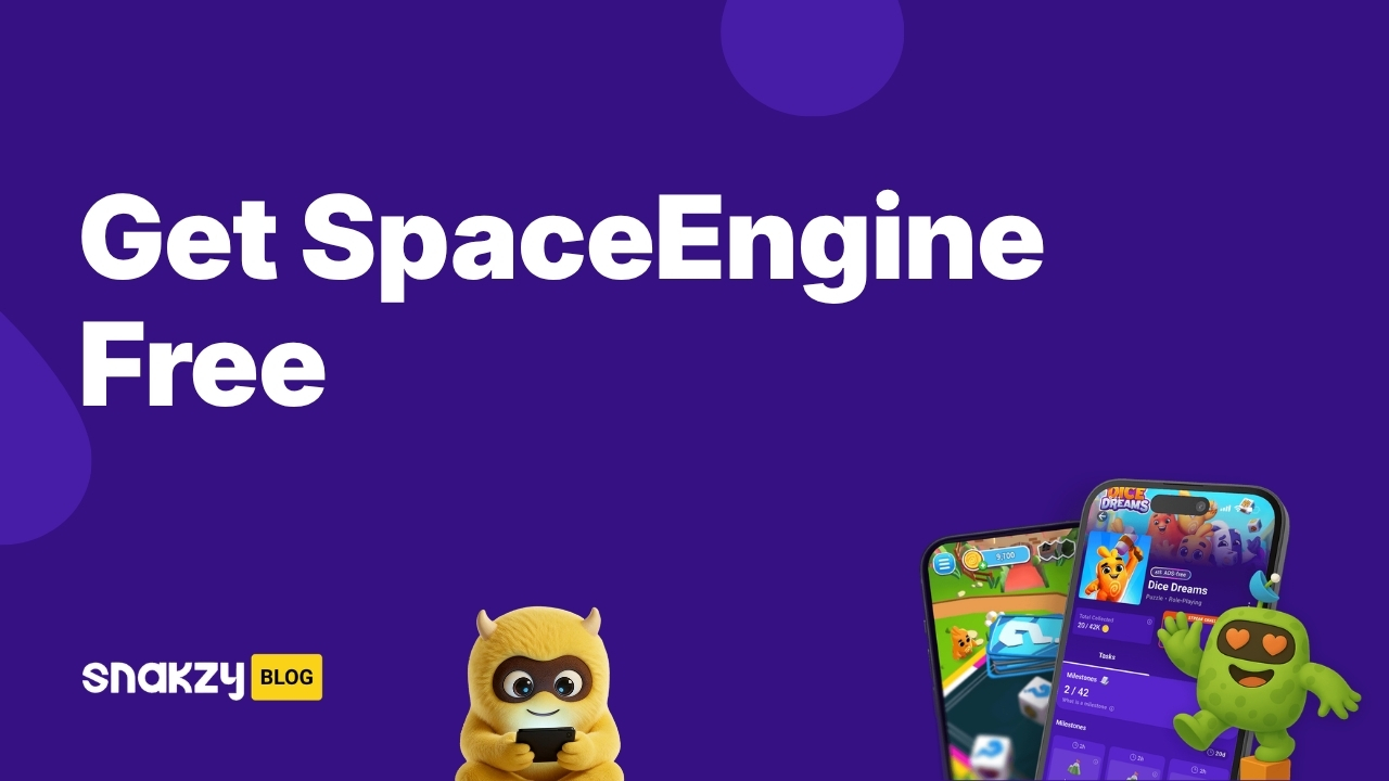 Featured image card for the Snakzy guide on getting Space Engine for free on Steam.