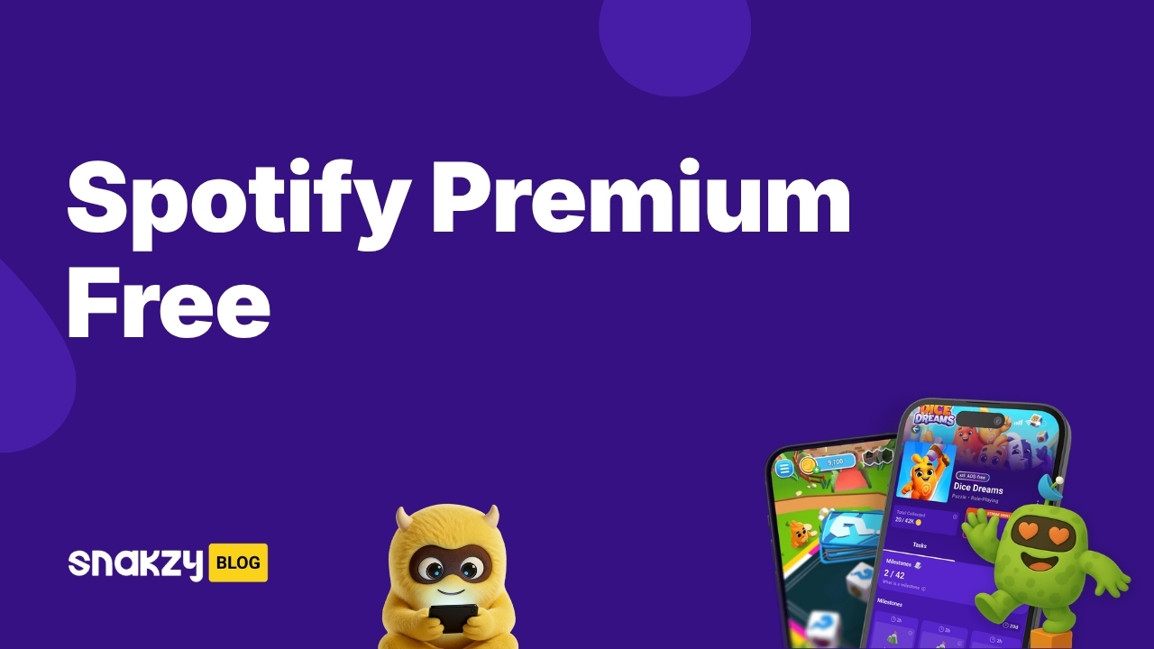 Featured card for the Snakzy guide on getting Spotify Premium free through earned gift cards.