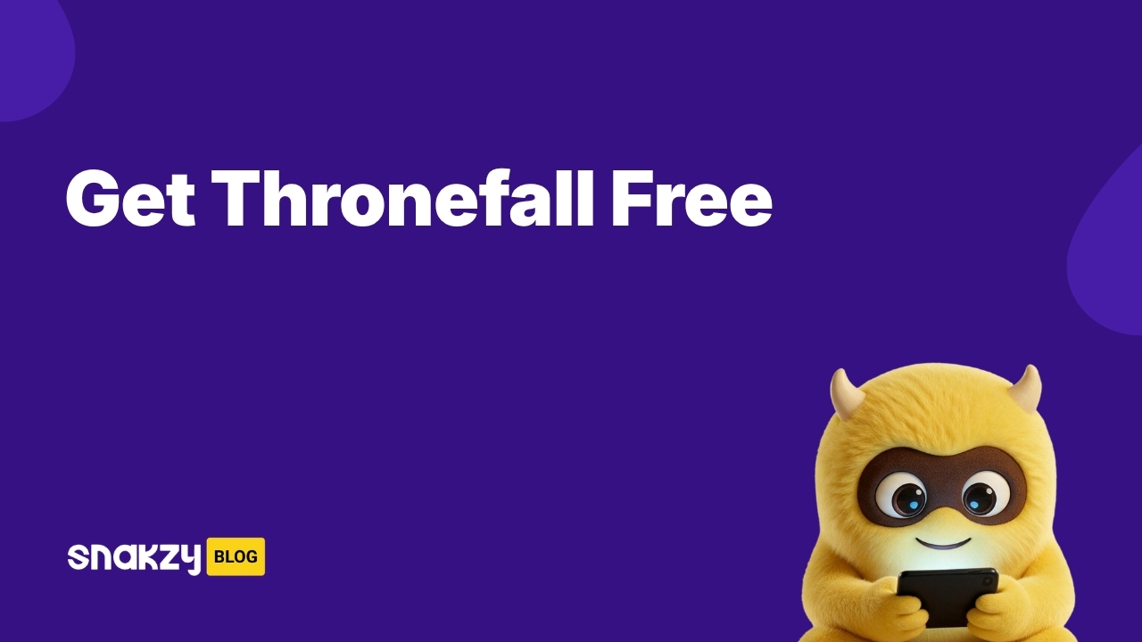 Featured image card for getting the Thronefall APK free on Android through Snakzy rewards.