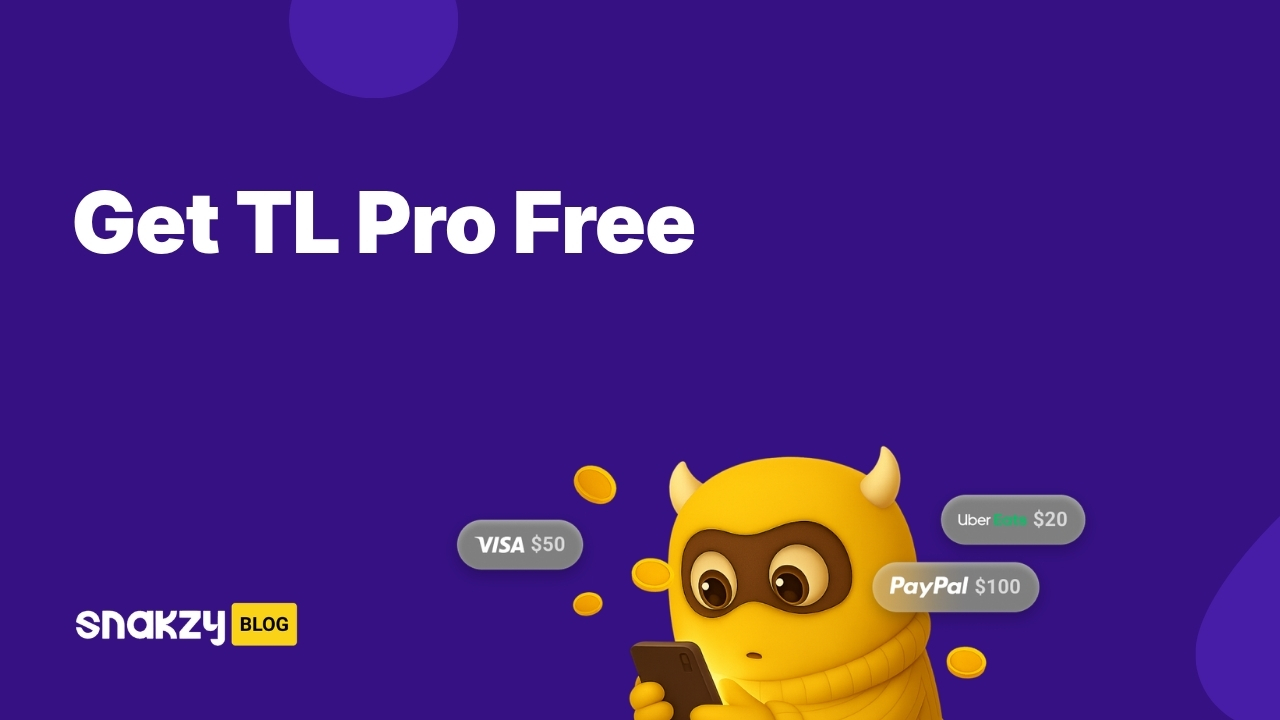 Featured image card for getting TL Pro free on Android using Snakzy to earn a Google Play gift card.