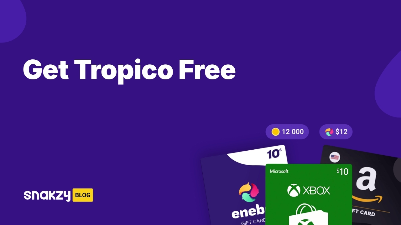 Featured card showing how to get the Tropico APK on Android for free through Snakzy.