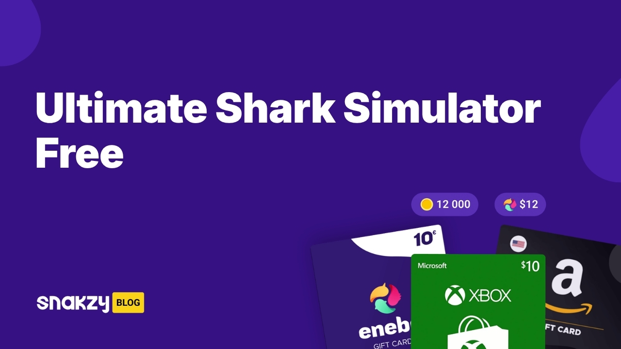 Featured image card for earning Ultimate Shark Simulator free on Android with a Google Play gift card through Snakzy.