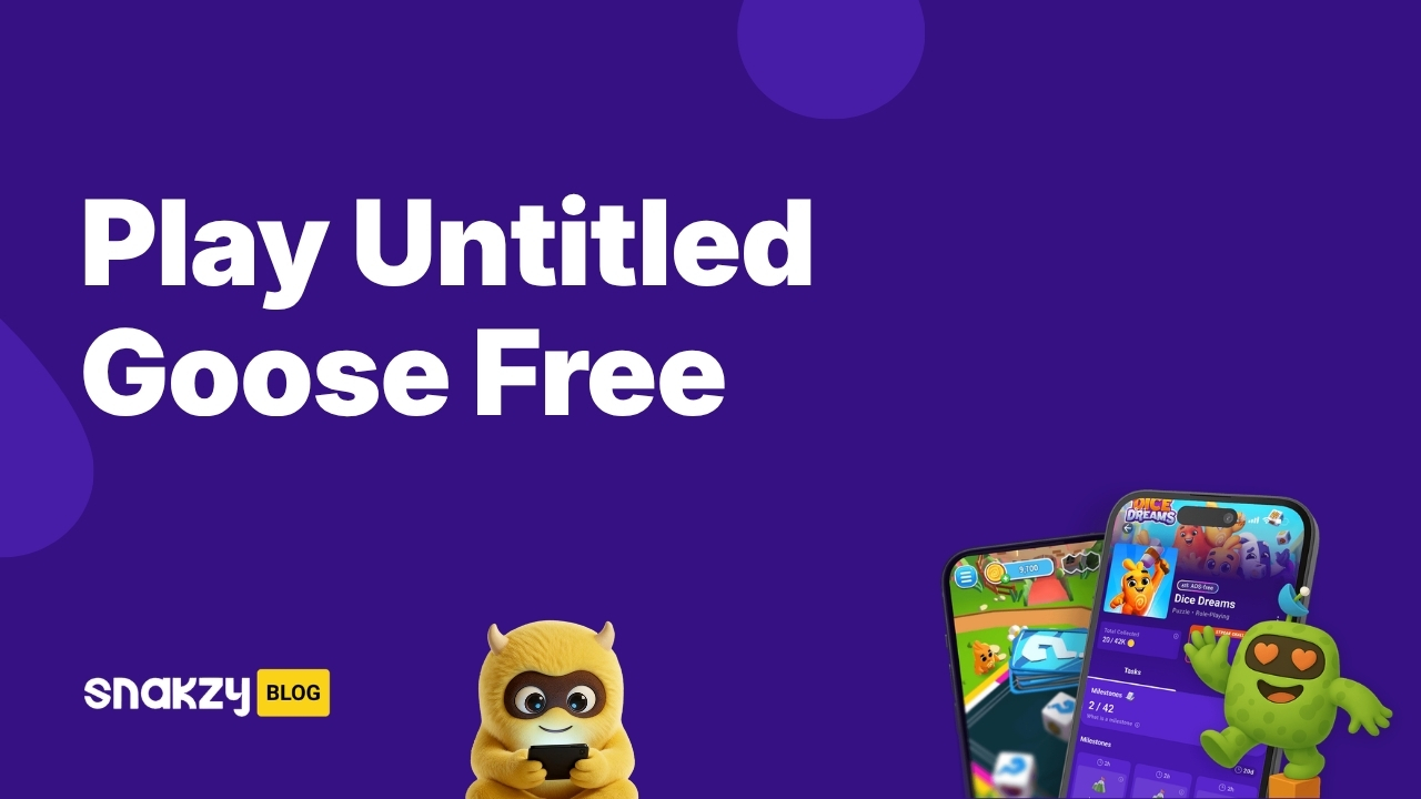 Featured card showing how to get Untitled Goose Game free using a Steam gift card earned in the Snakzy app.