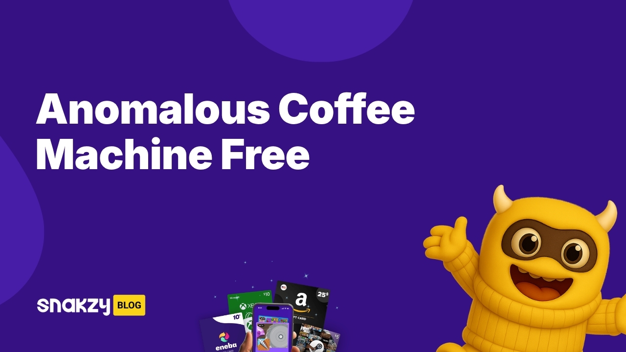 Featured image card for the Snakzy guide on getting Anomalous Coffee Machine free with a Steam gift card.