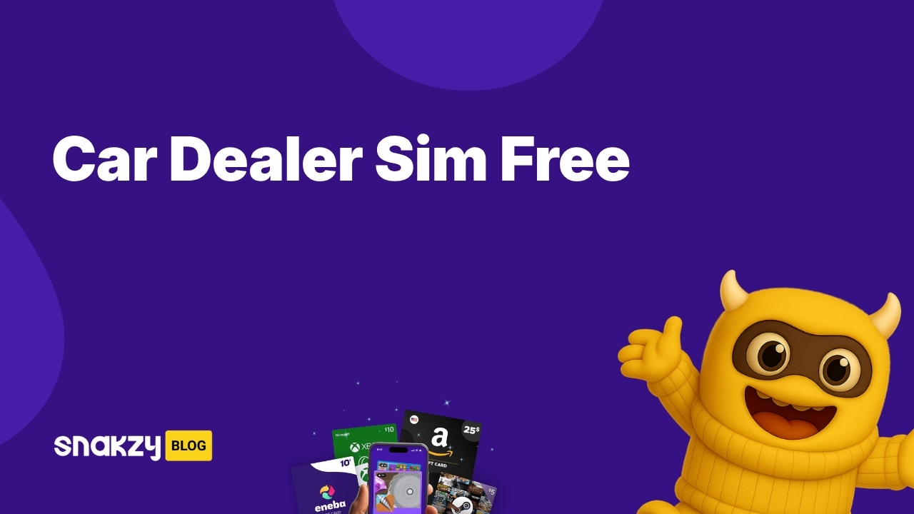 Featured image card for getting Car Dealer Simulator free on Steam through Snakzy rewards.