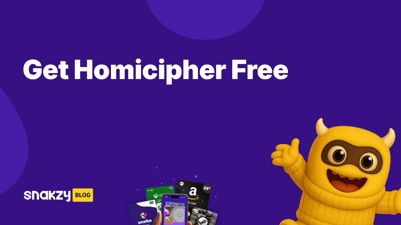 Featured card for the Snakzy guide on getting Homicipher free using a Steam gift card.