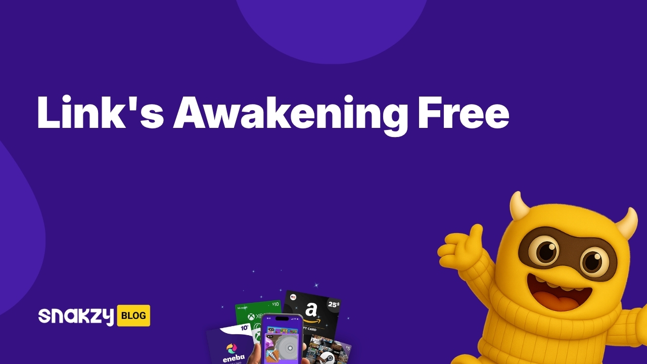 Featured card for the Snakzy guide on how to get Link's Awakening free using Nintendo eShop gift cards.